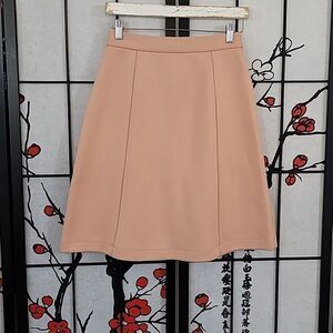 Cedric Charlier Peach Smooth Knee Length A line Panel  Skater Skirt